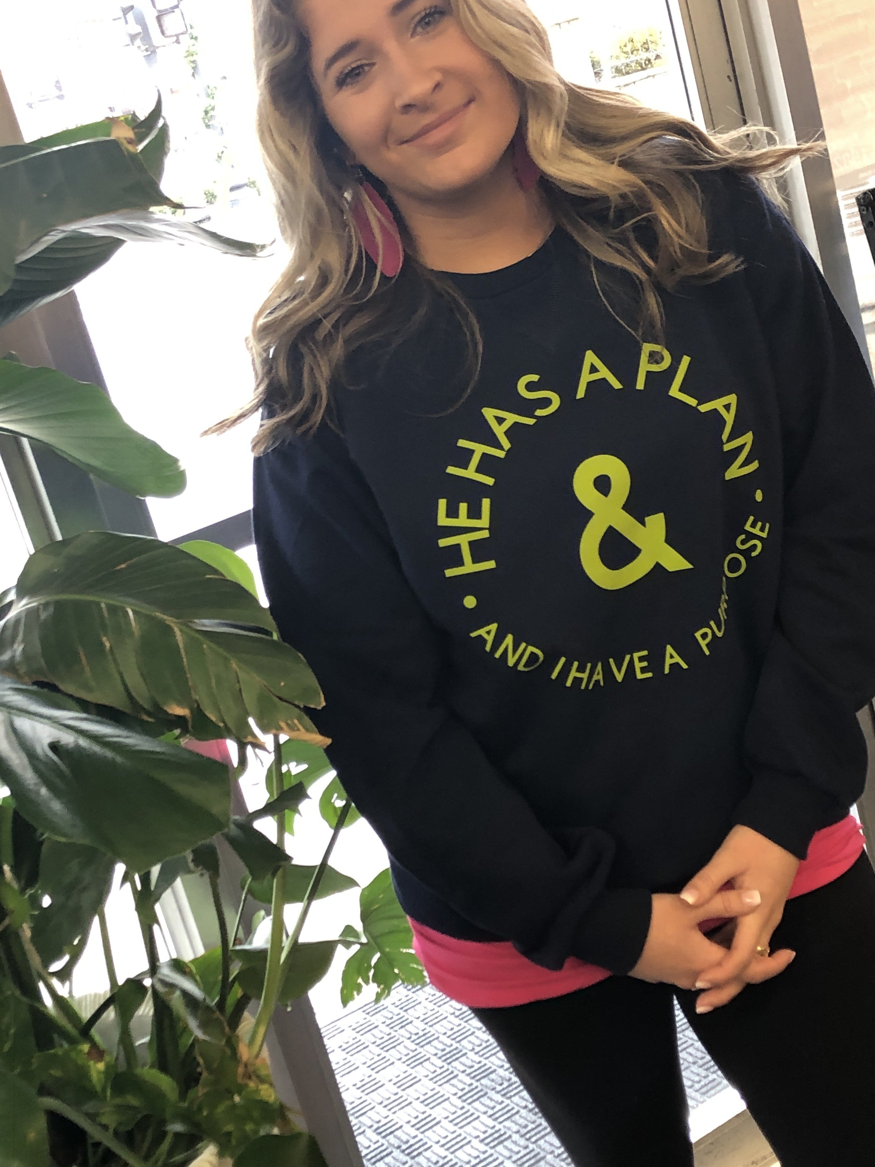 He has a plan crewneck