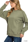 Fleece round neck ribbed side raglan sweatshirt