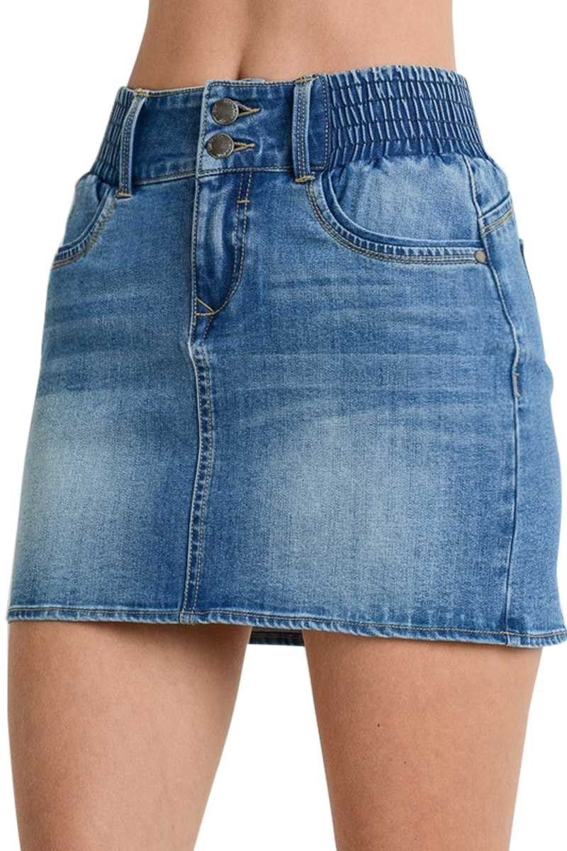 elastic waist jean skirt