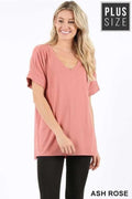 ash rose v neck rolled sleeve top