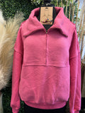 Zipper Relaxed Fit Sweatshirt w/ Front Pocket