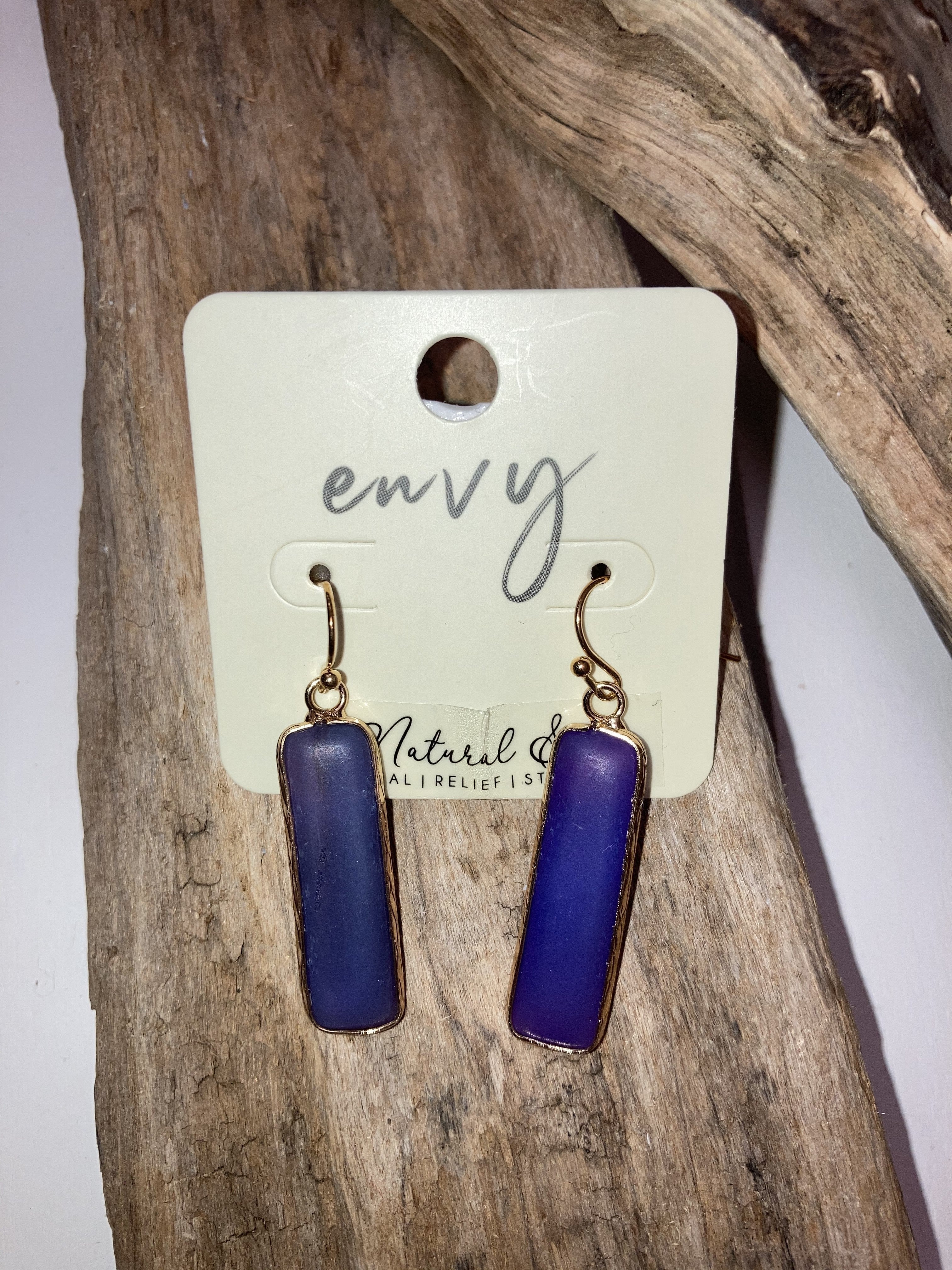 Blue bar earrings