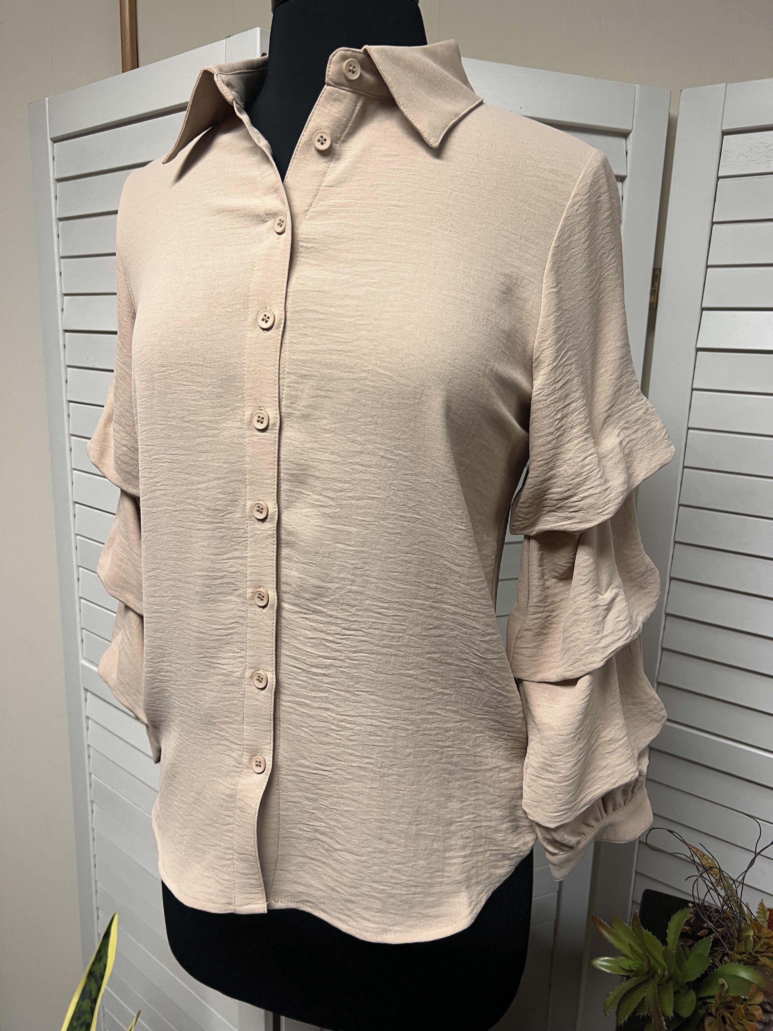 Tan Button Down Blouse