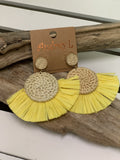 Yellow rattan earrings