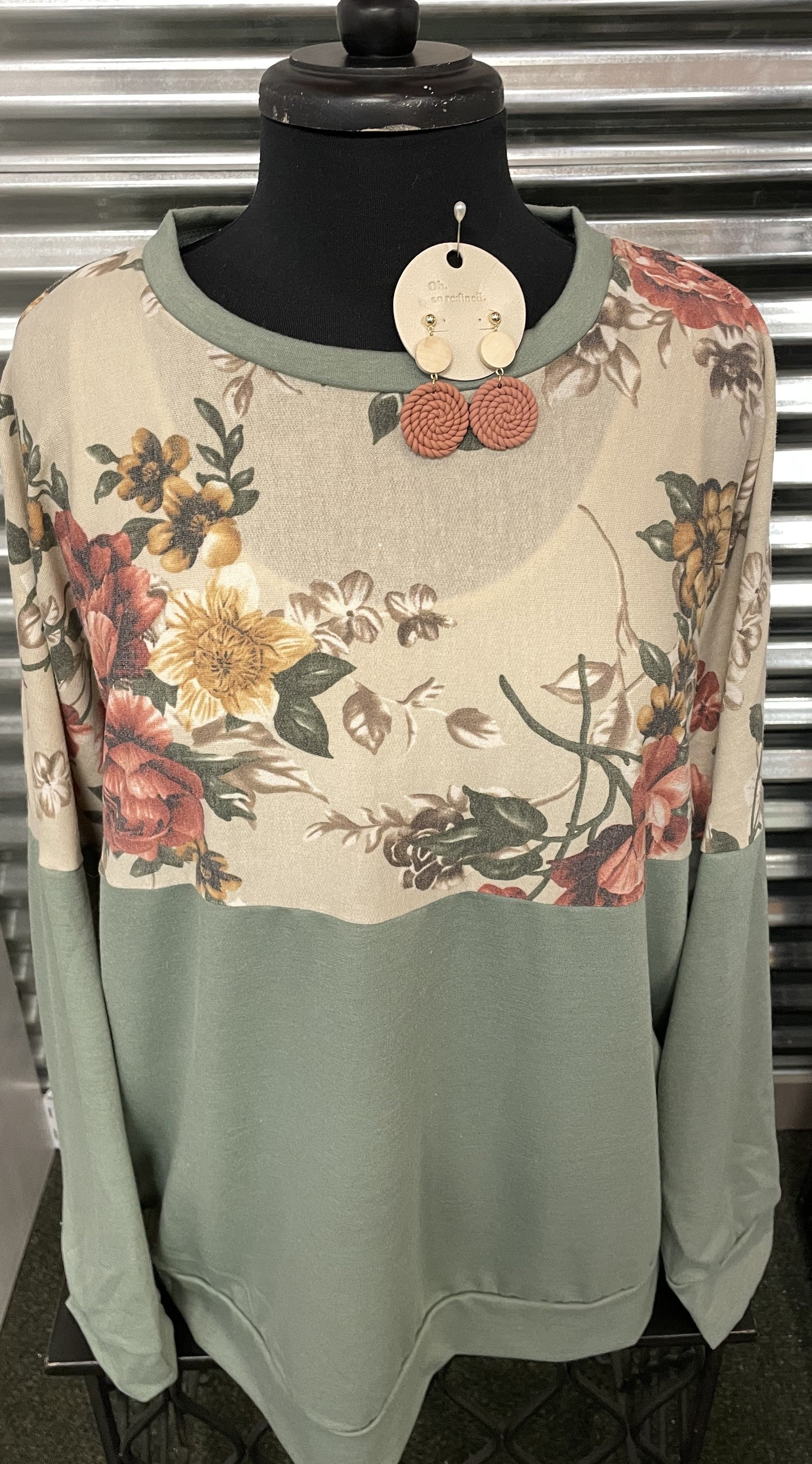 French Terry Floral Pullover