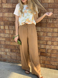 Camel Linene Drawstring Pants