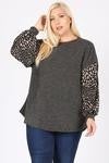 Plus Size Leopard Bubble Sleeve