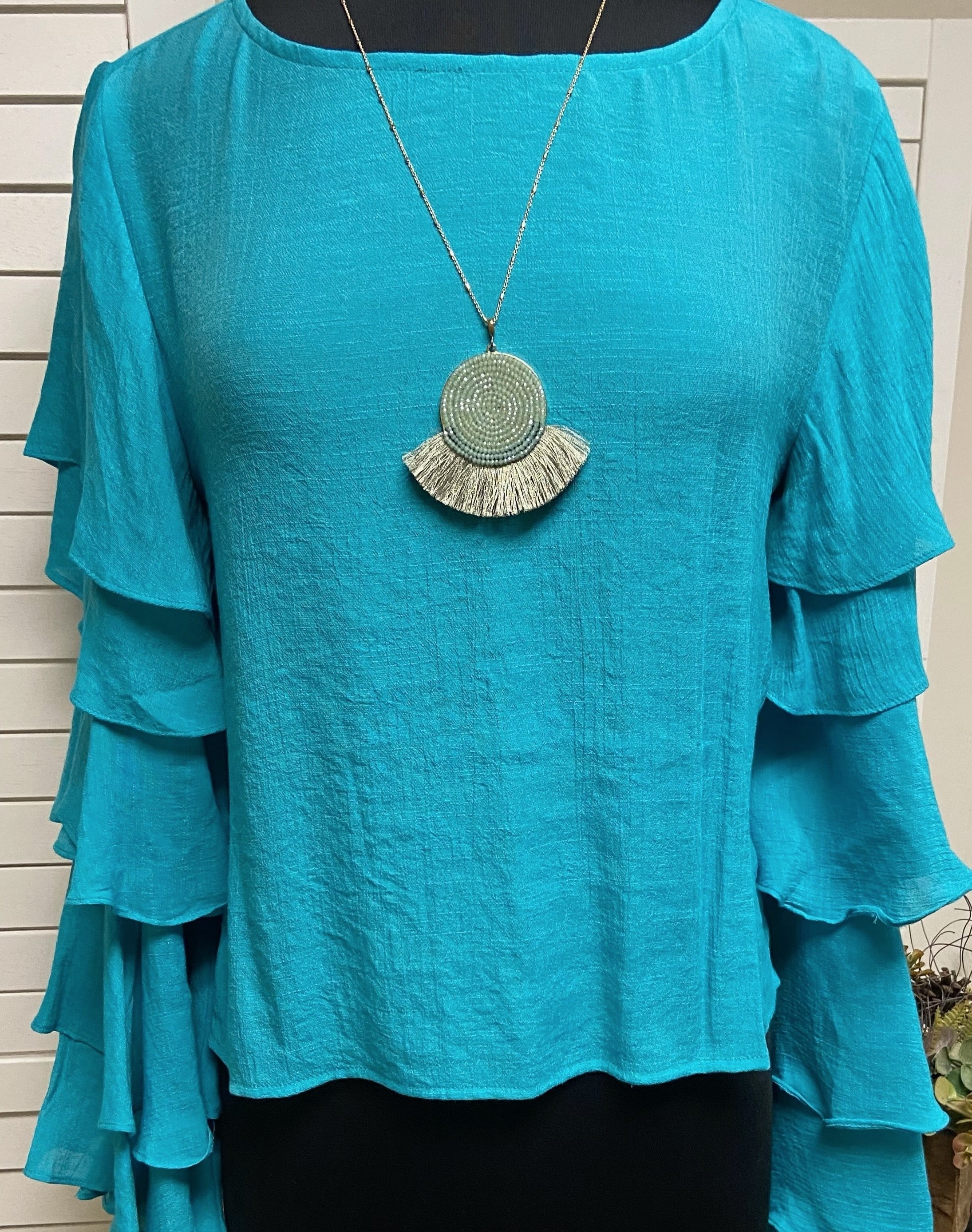 Linen Ruffled Sleeve Top