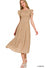 Woven smocked ruffle sleeve midi dress