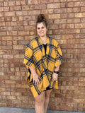 mustard plaid ruana