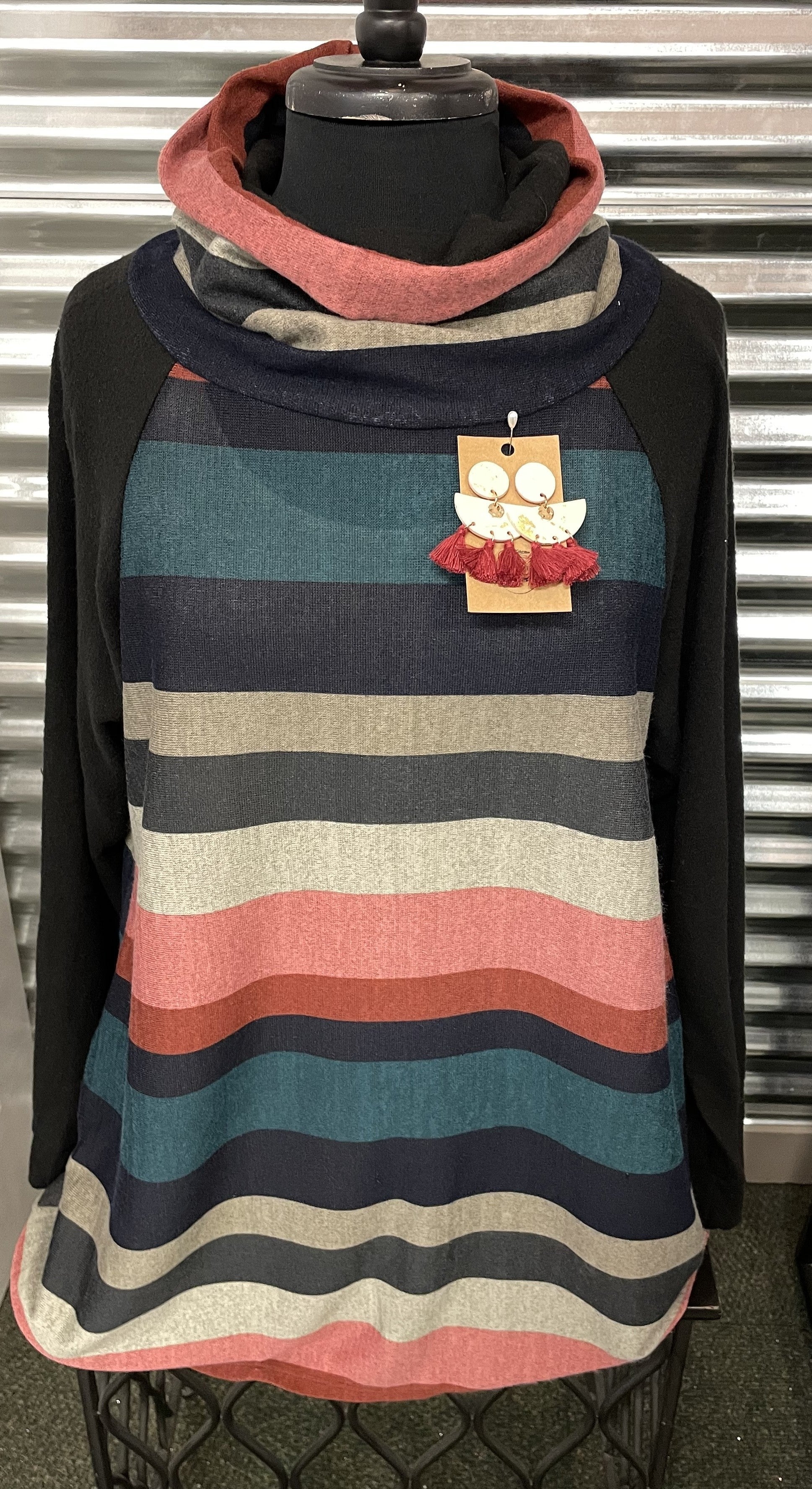 Brushed Hacci Striped Pullover