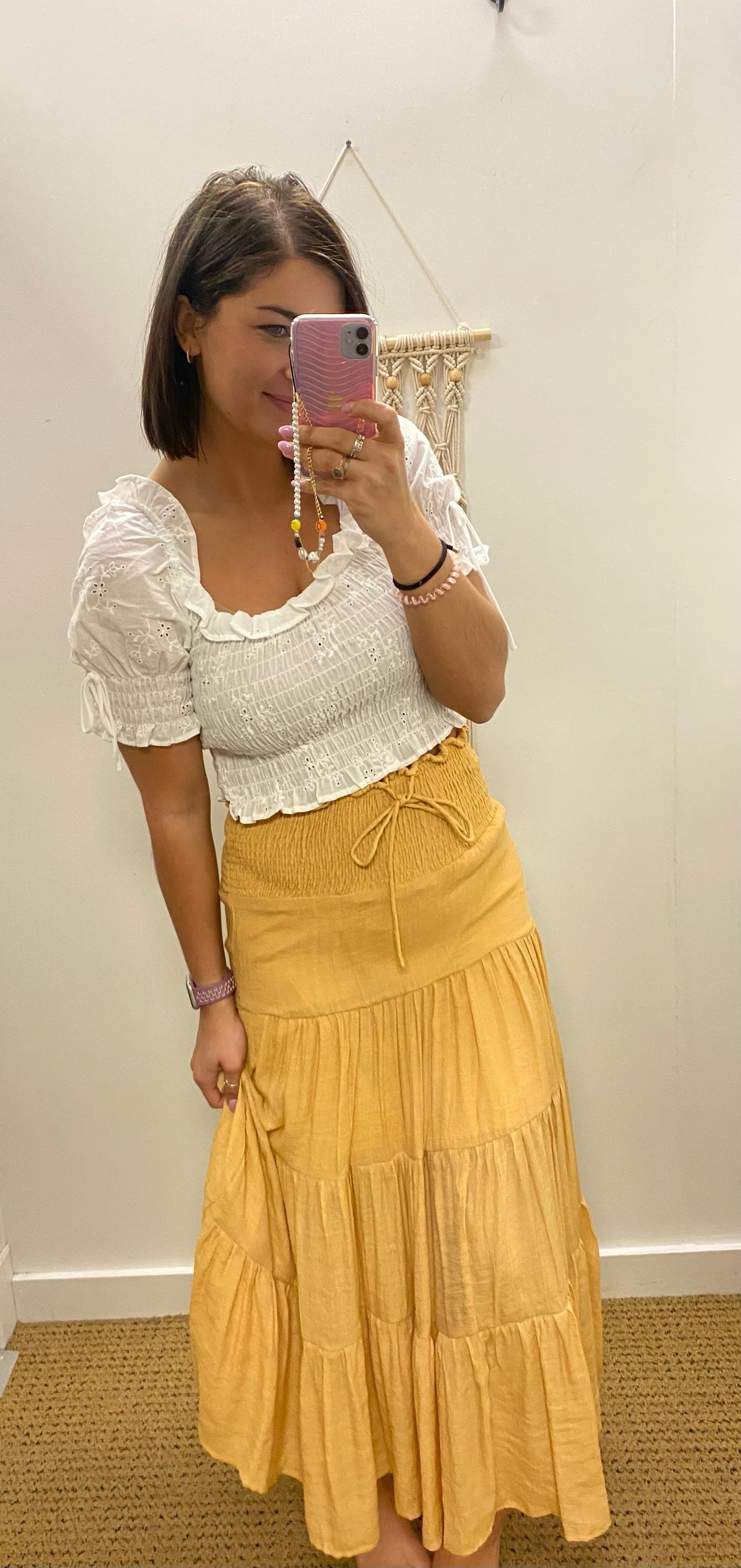 Yellow Tiered Maxi Skirt