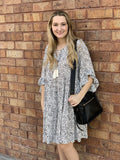 Dot Print Tiered Ruffle Sleeve Dress