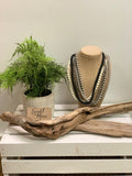 Multi-strand wood beaded necklace