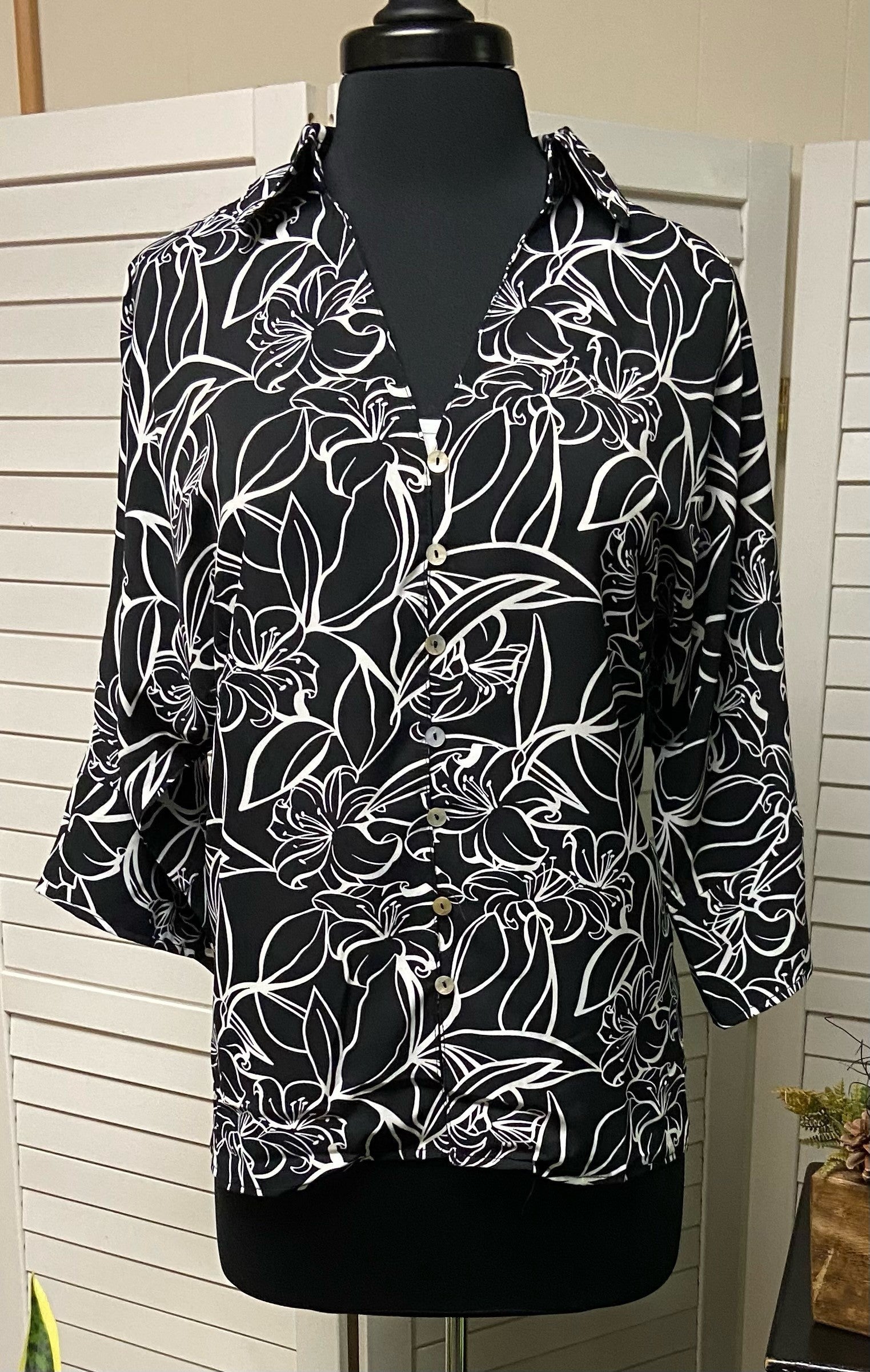 Printed Button Up Blouse