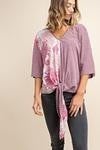 burg floral/striped tie top