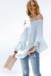 Grey striped off shoulder top