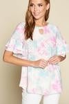 tie dye eyelet key hole top