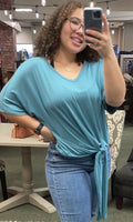 Plus Luxe Tie V-neck Tie Front Top