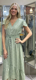 Wrap Midi Dress with Buttons