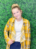 Yellow Plaid Drape Cardigan