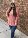 rose waffle v neck top