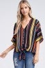 multi colored striped v-neck top