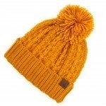 Cable pom pom hat
