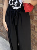 Woven Palazzo Pants w/ Tie Waist