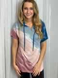 Pastel Tie Dye Short Sleeve Hoodie