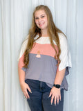 Latte Block Bat Wing Top