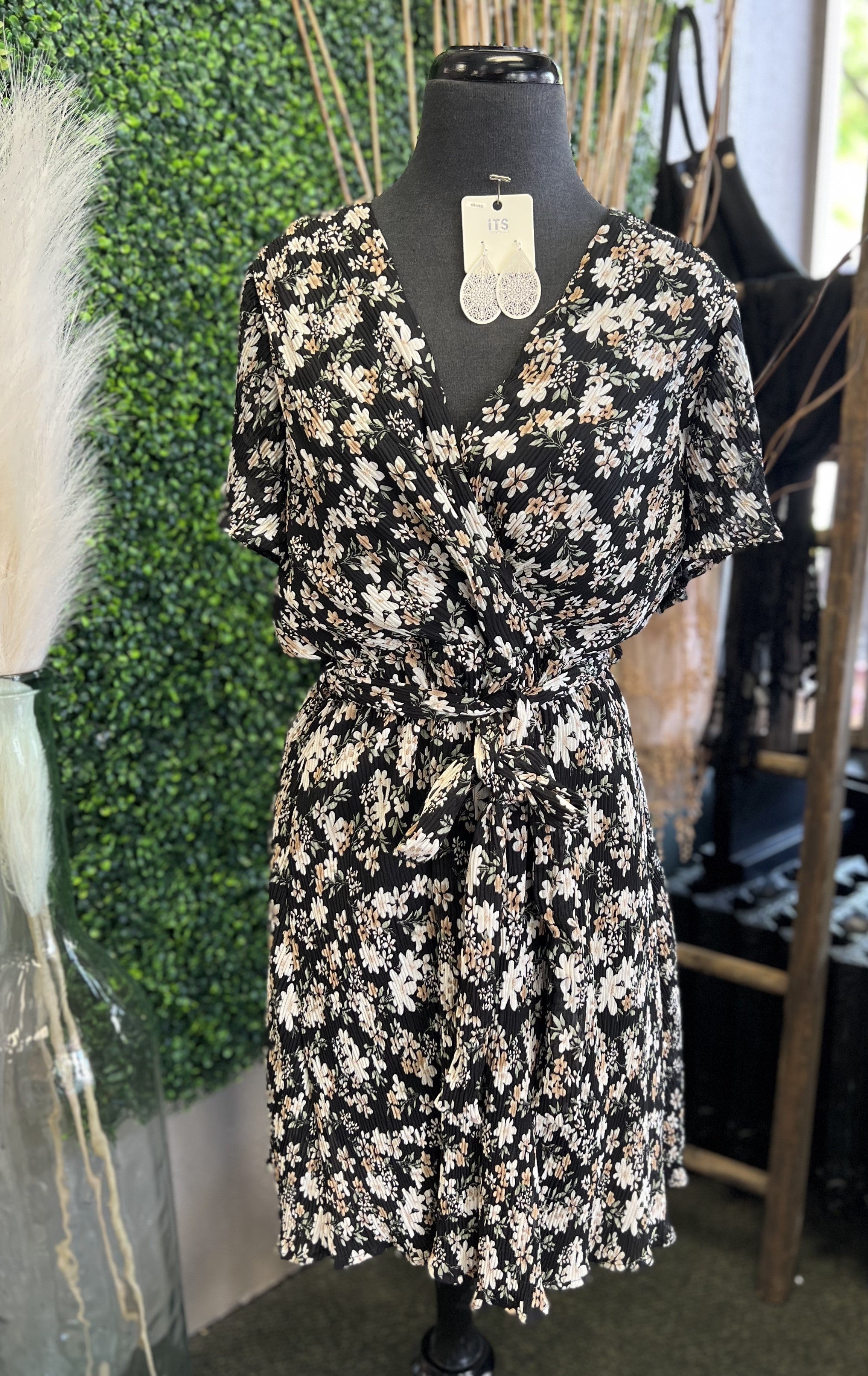 Floral Chiffon Pleated Dress
