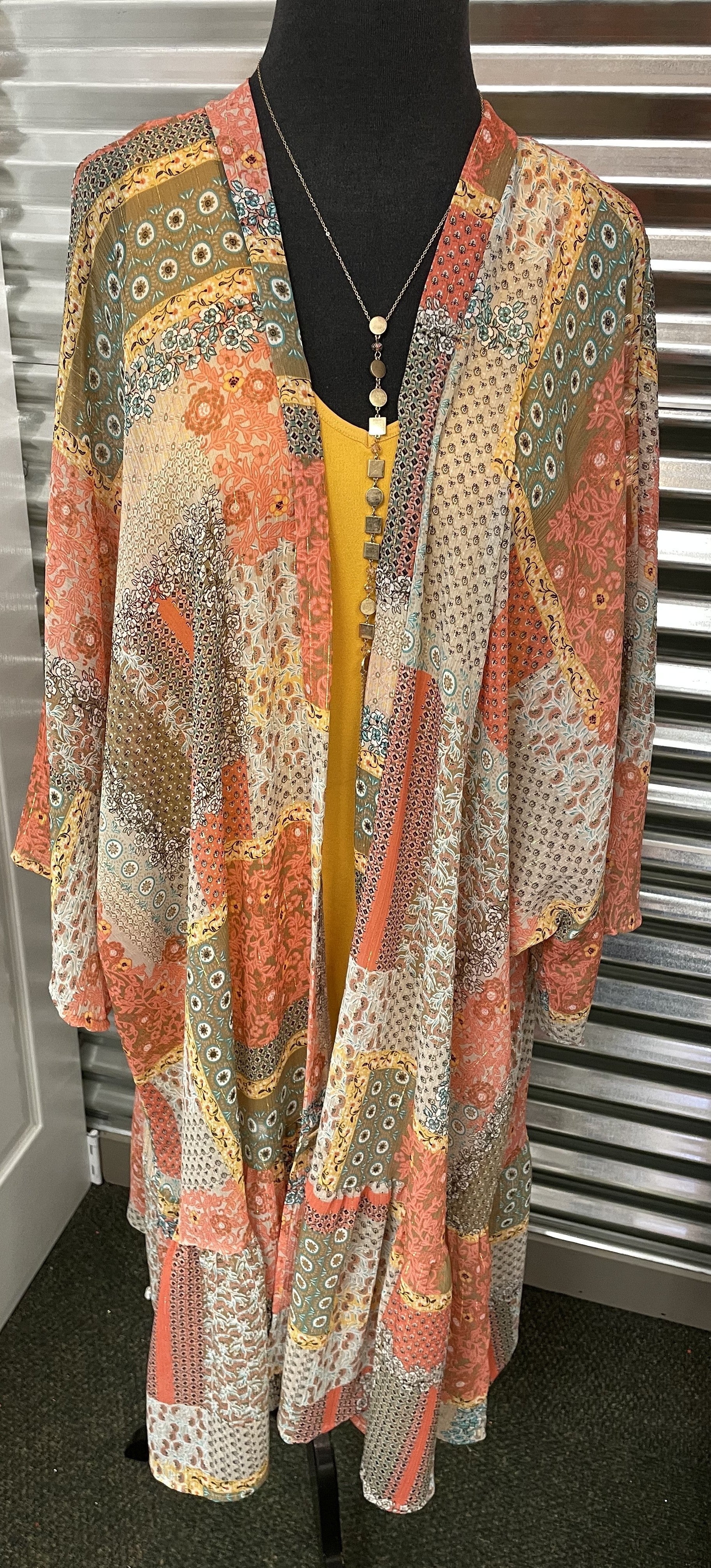 Coral Shimmer Kimono
