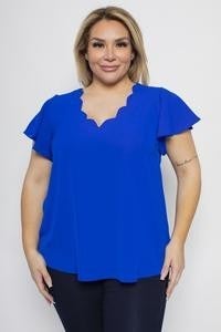 Scallop Hem Short Sleeve Top