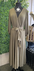Plus Solid Wrap Midi Dress