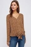 Tie hem V-neck print top