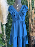 Ruffle V-neck Smocked Dress