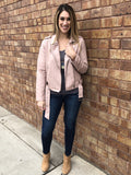 Vegan Leather Belted MOTO jacket