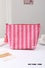 Striped waterproof cosmetic clutch