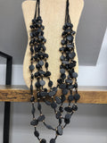 Black Long Wooden Multi Strand Necklace