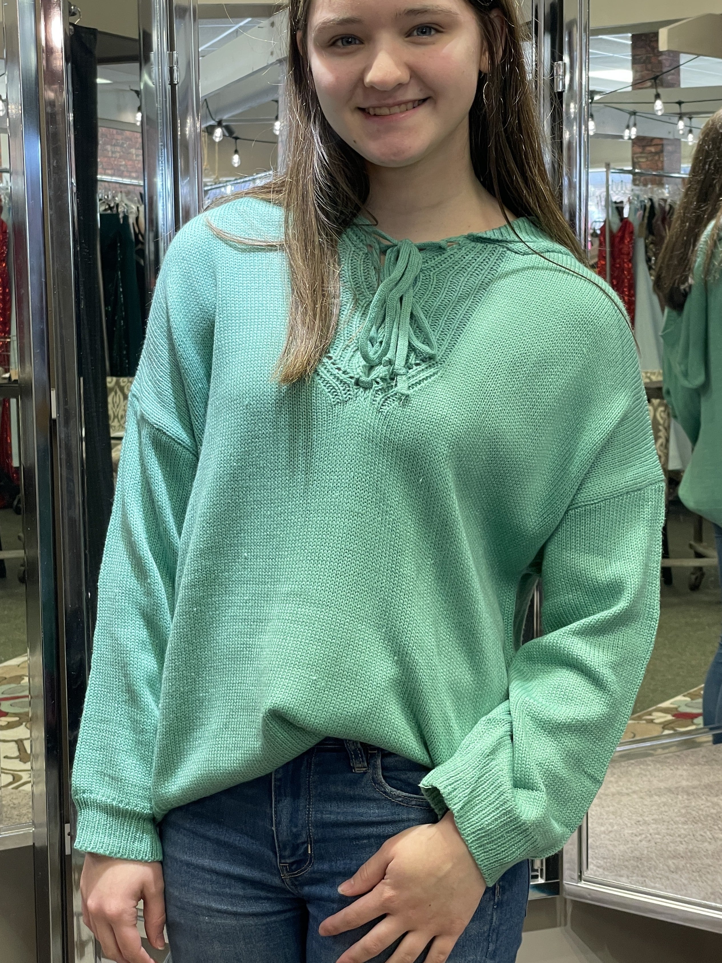 Turquoise Hooded Sweater