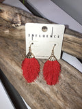 Red fringe earrings