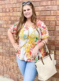 Bright Chain Top with Ruffle Sleeve