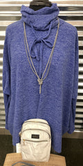 Brushed Funnel Neck Side Slit Tunic
