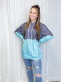 Sky Blue Bock Knit Sweater w/ Hood