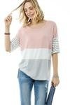 yellow 1/2 sleeve color block top