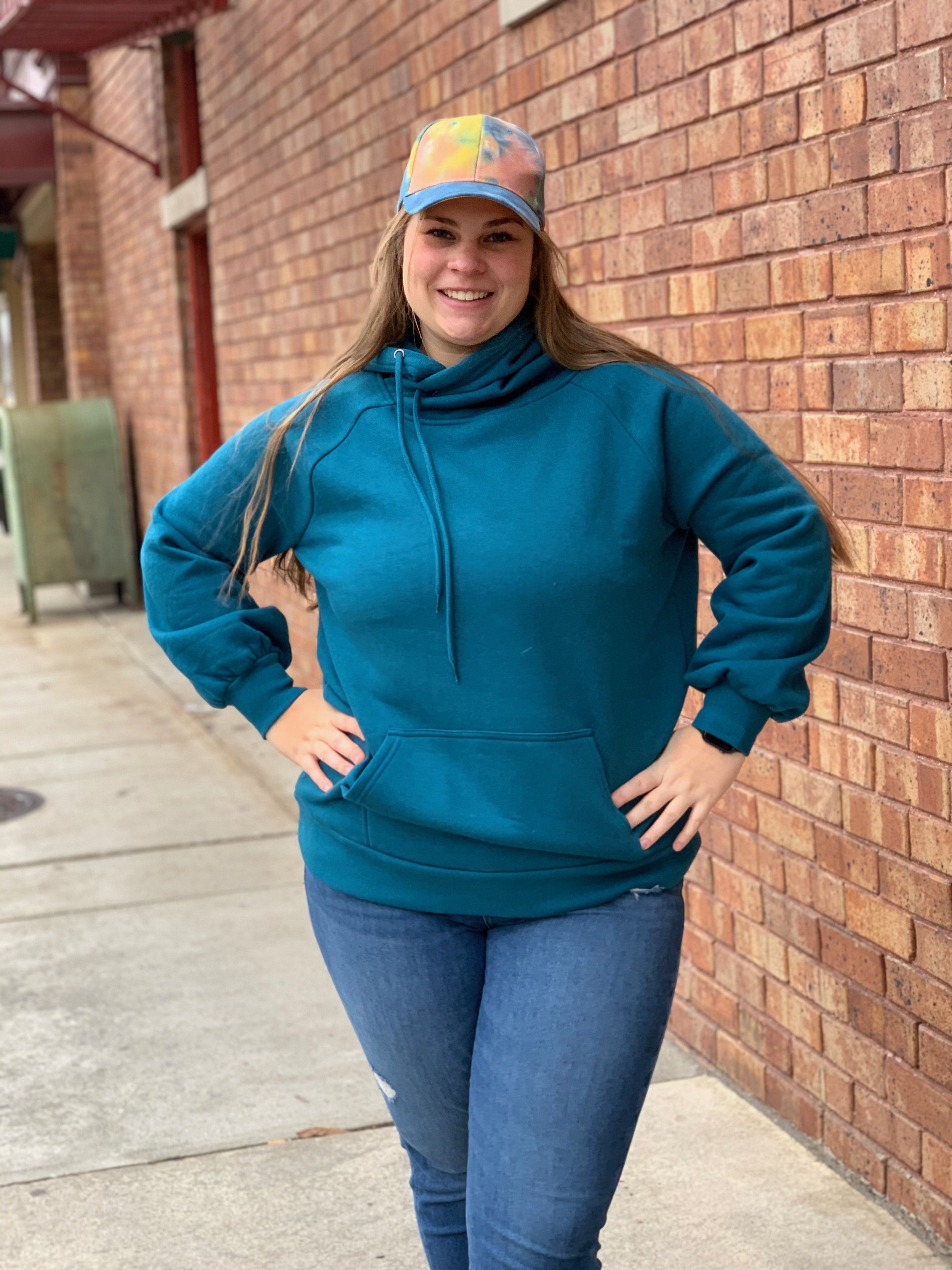 teal side hoodie