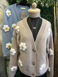Drop Shoulder Flower Cardi