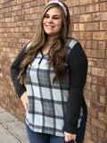plus size plaid v-neck shirt
