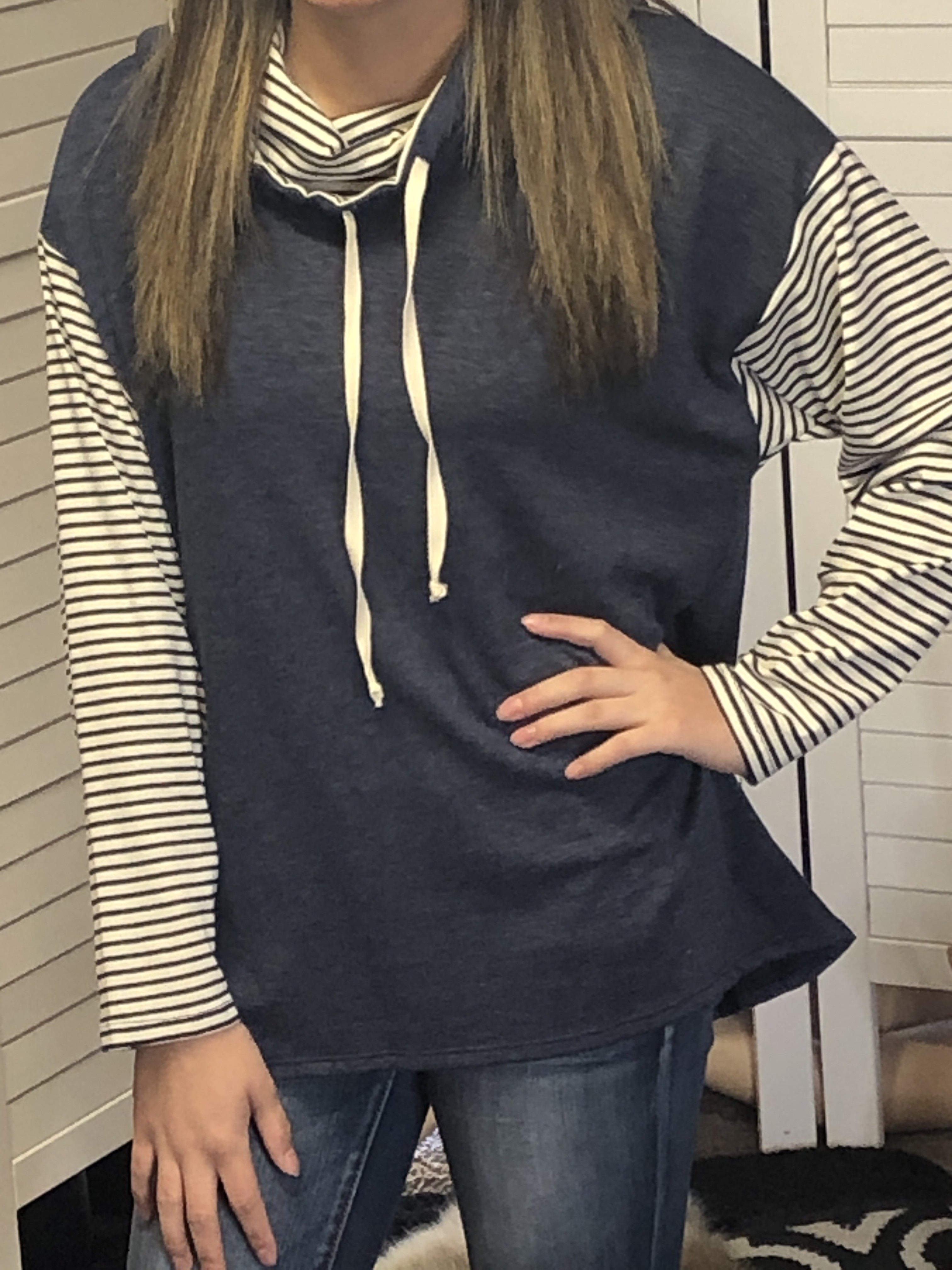 Striped and Solid knit hoodie
